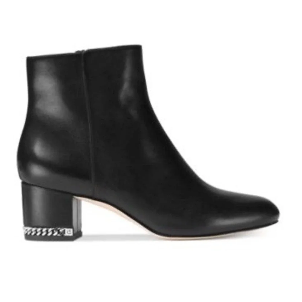 Michael Kors‎ Jilly Ankle Boots Women 7.5M Black Leather Chain Heel